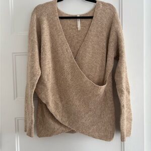 Artizia The Group By Babaton Tan Bandini Alpaca Wool Wrap Sweater
